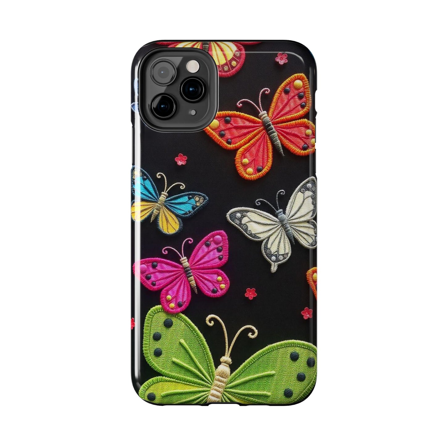 Vibrant Embroidered Butterflies Phone Case