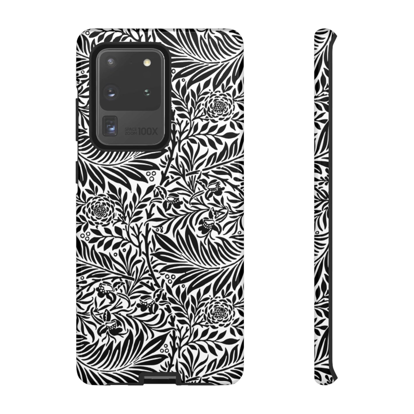 Black and White Botanical Floral Tough Phone Case