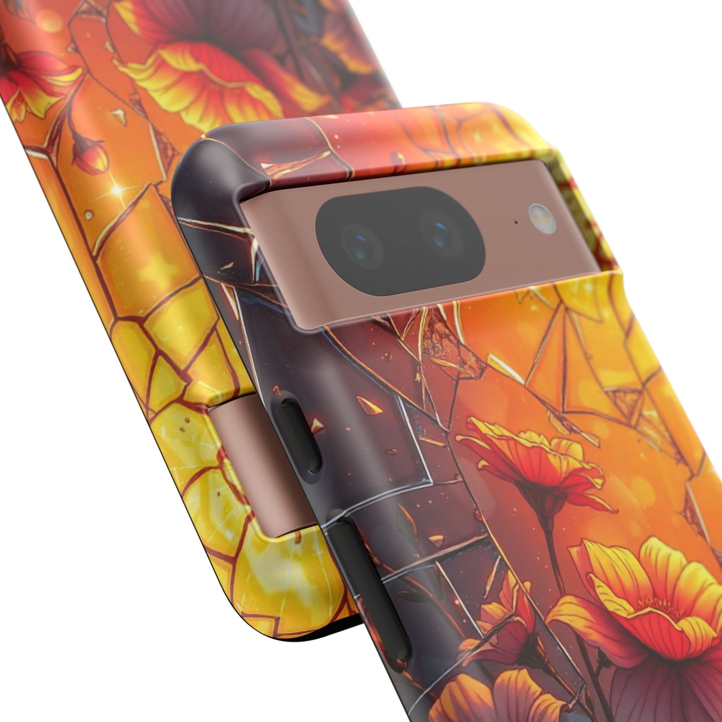 "Sunset Bloom: Shattered Glass & Floral Harmony Tough Case"