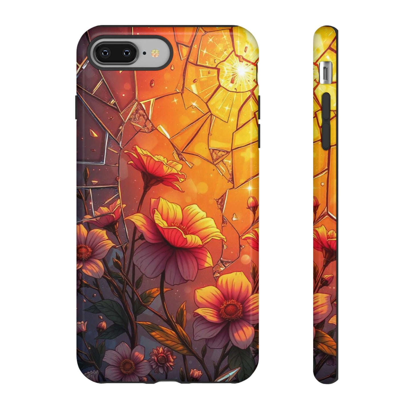 "Sunset Bloom: Shattered Glass & Floral Harmony Tough Case"