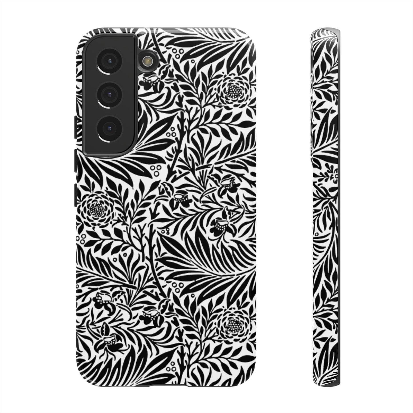 Black and White Botanical Floral Tough Phone Case