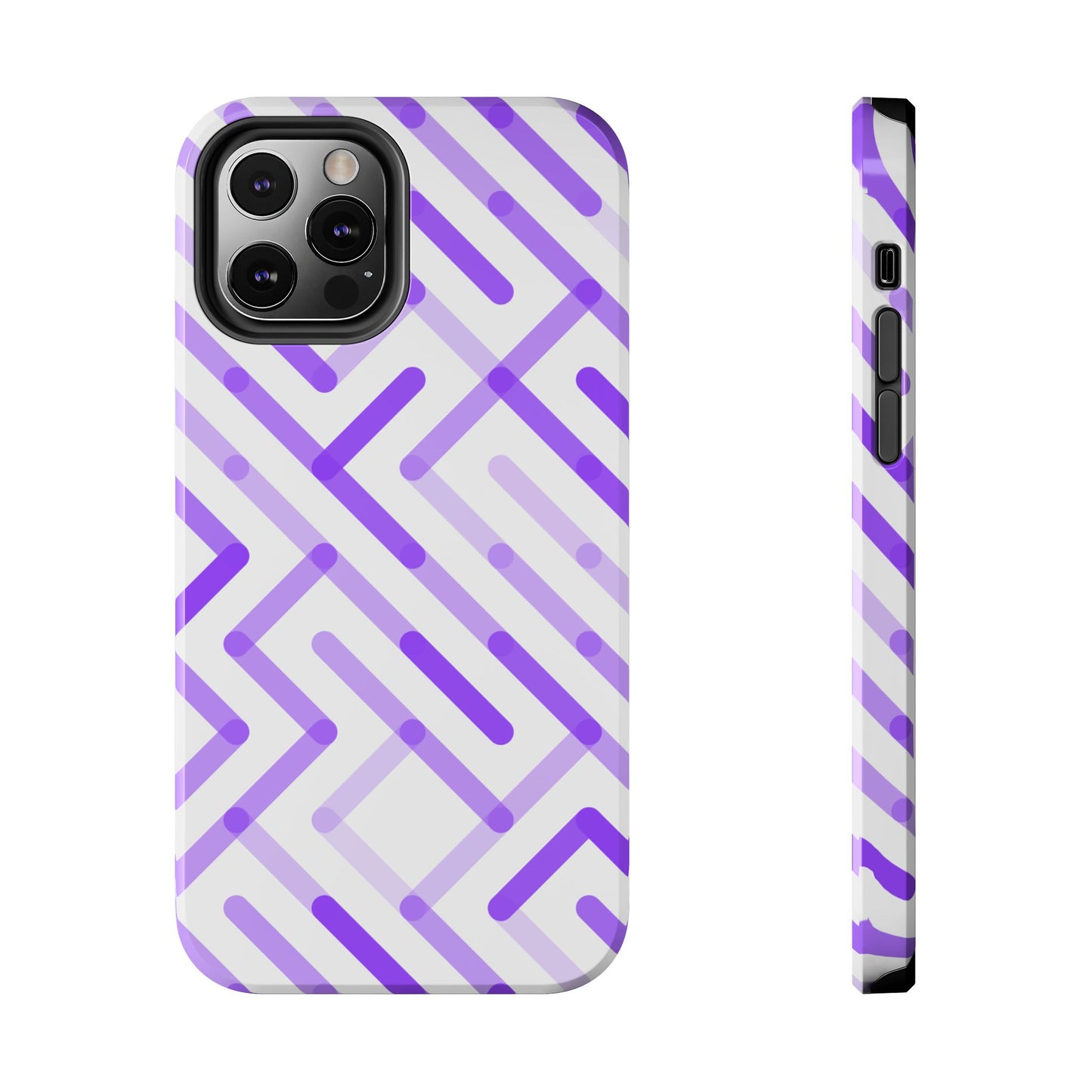 Purple Geometric Maze Tough Phone Case