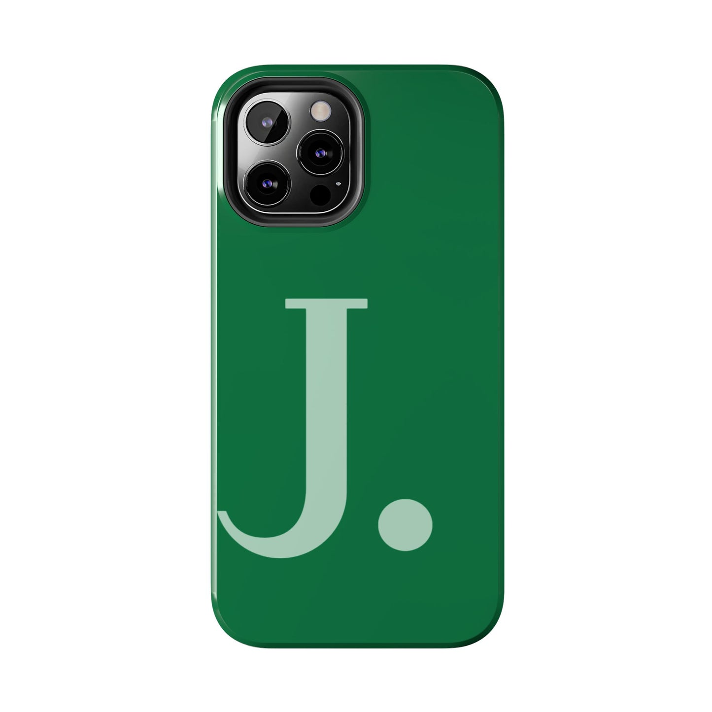 "Bold Minimalist Monogram: Custom Green Initial Tough Phone Case"