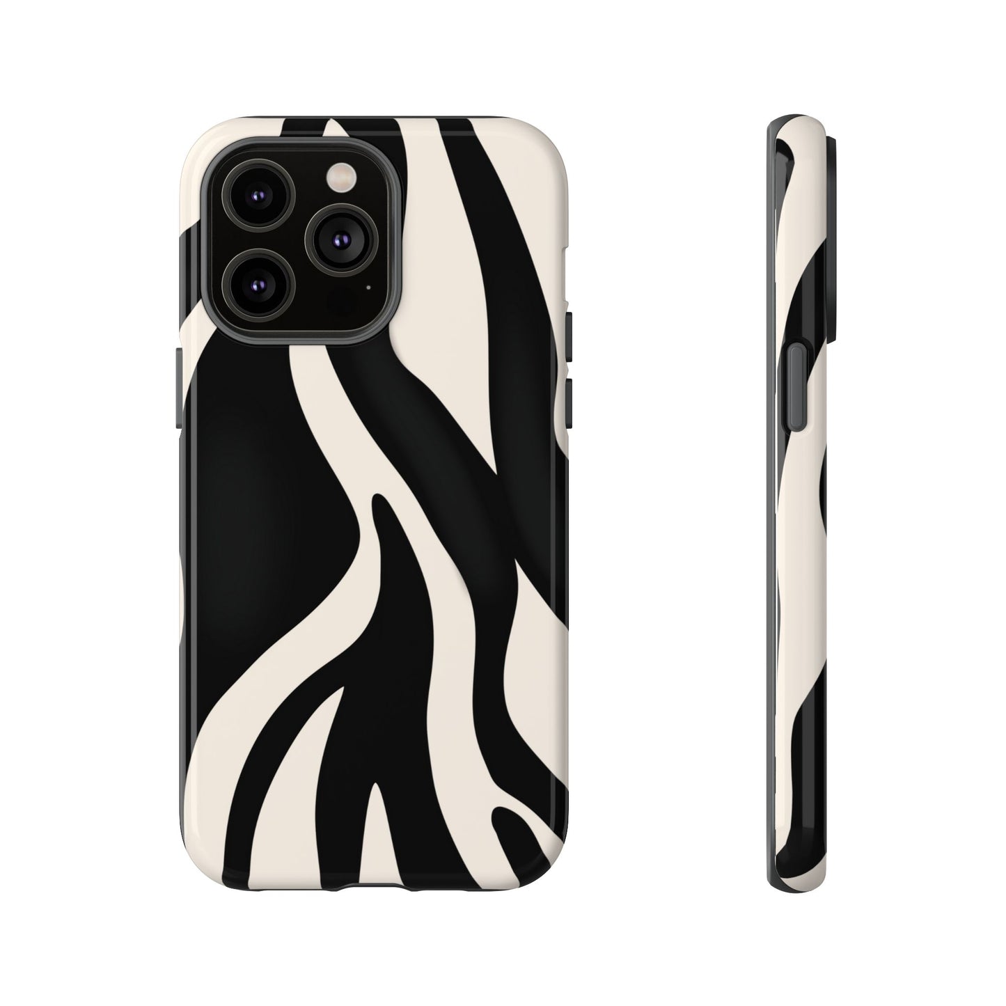 "Monochrome Waves: Zebra-Inspired Elegance Tough Case"