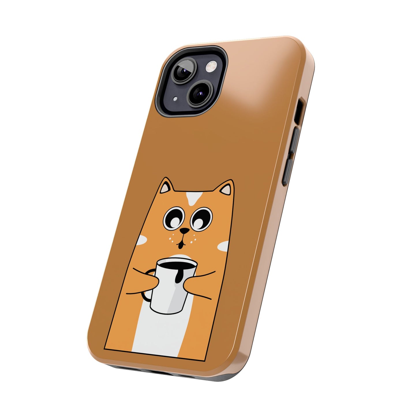 "Coffee Cat Tough Phone Case - Cute & Caffeinated Design"