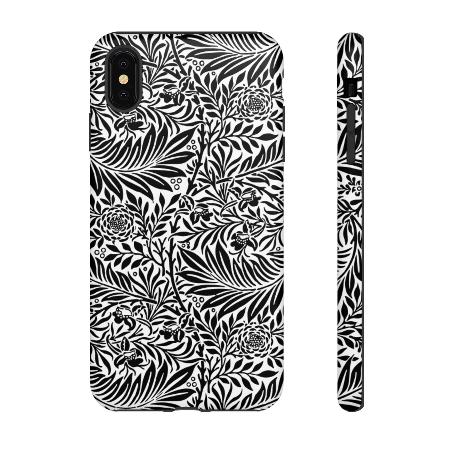 Black and White Botanical Floral Tough Phone Case