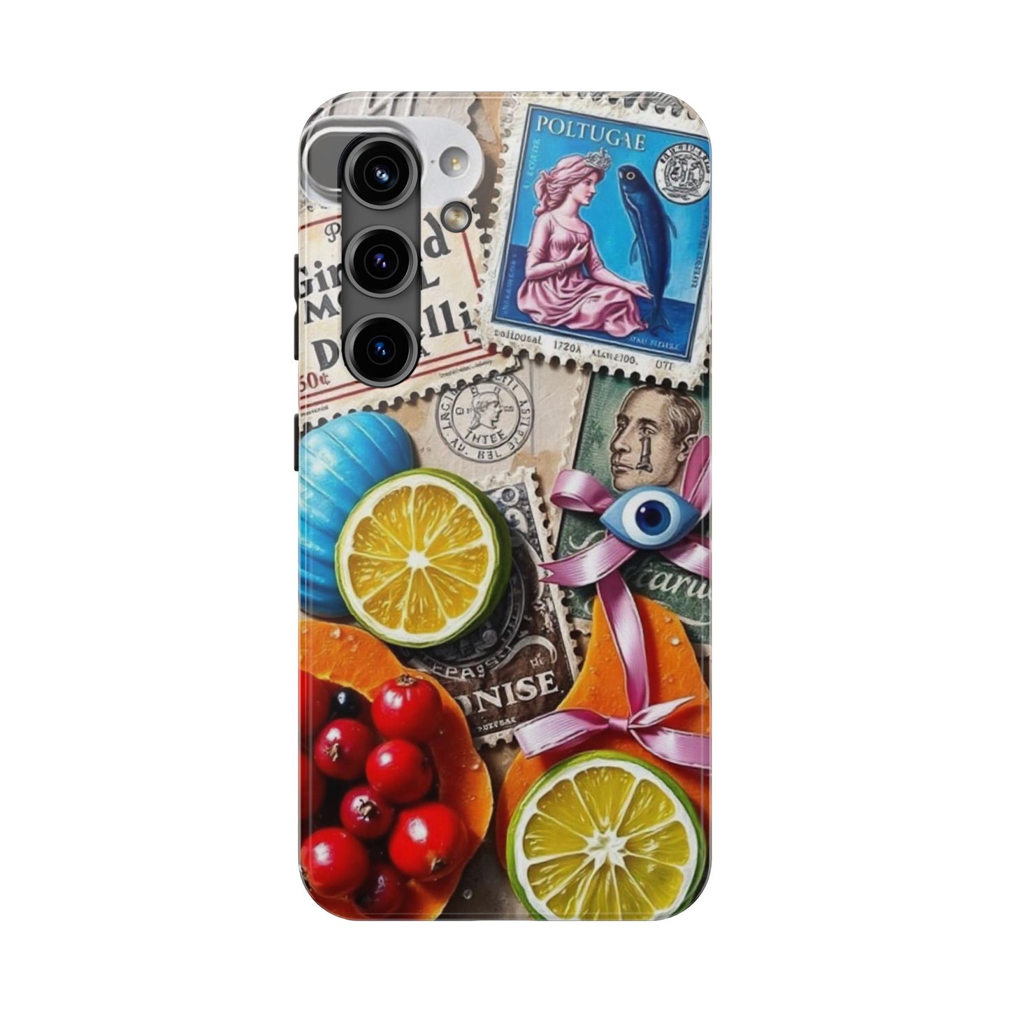 "Vibrant Collage: Travel, Culture, and Citrus Tough Phone Case"