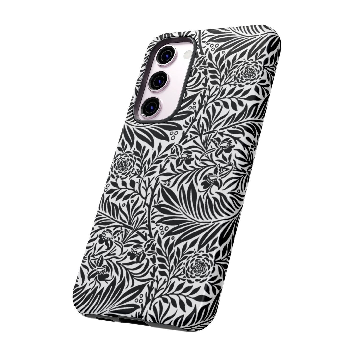 Black and White Botanical Floral Tough Phone Case