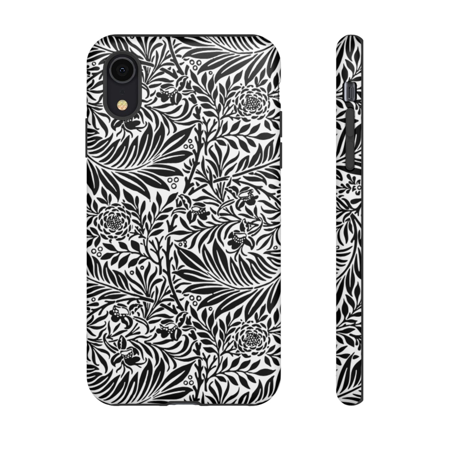 Black and White Botanical Floral Tough Phone Case