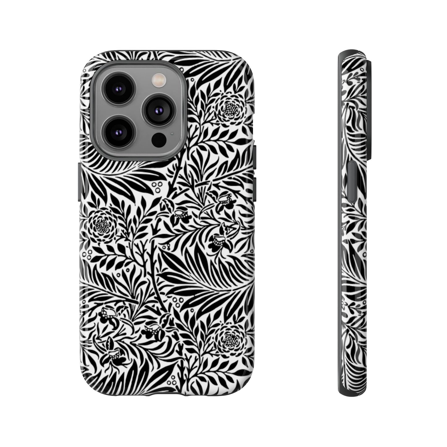 Black and White Botanical Floral Tough Phone Case