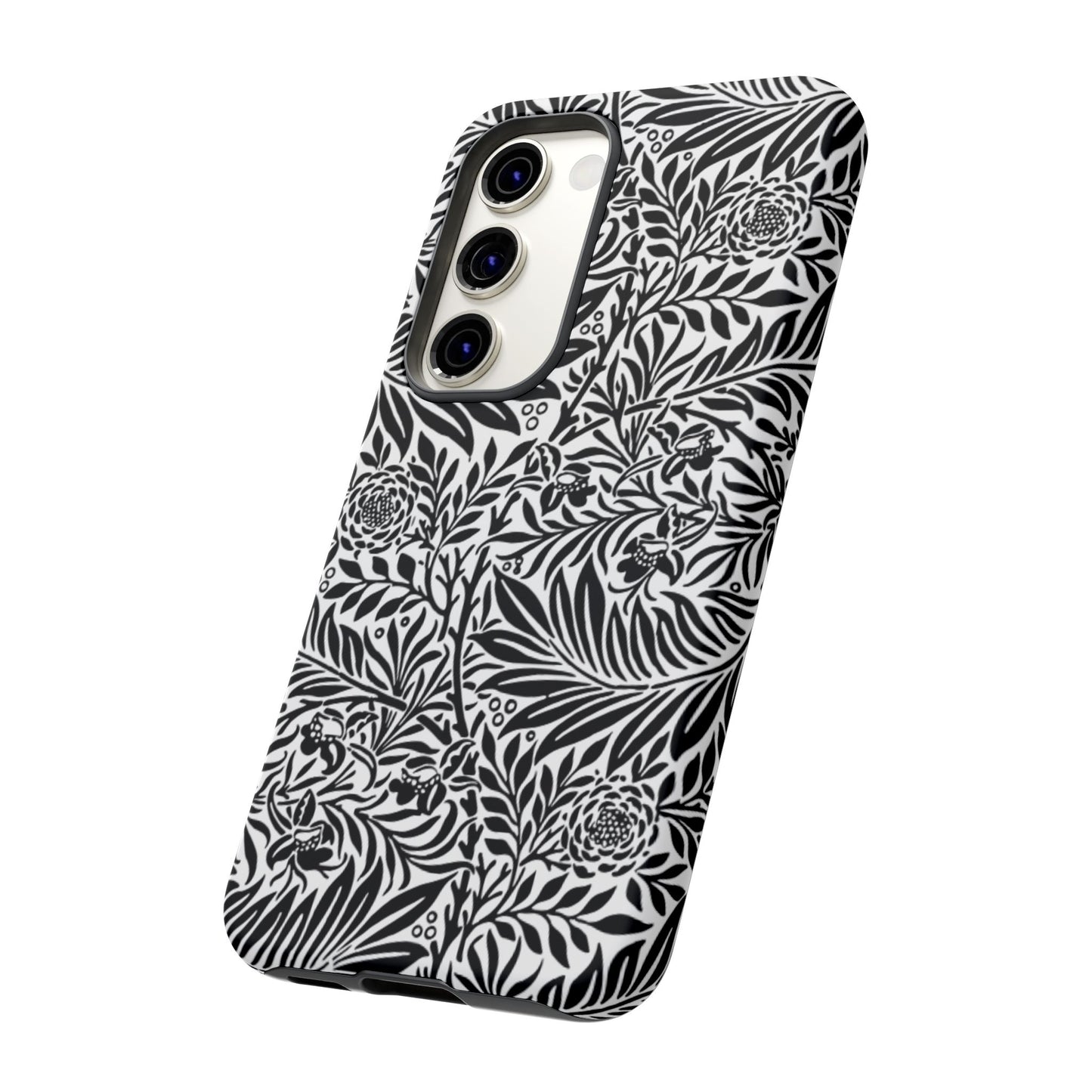 Black and White Botanical Floral Tough Phone Case