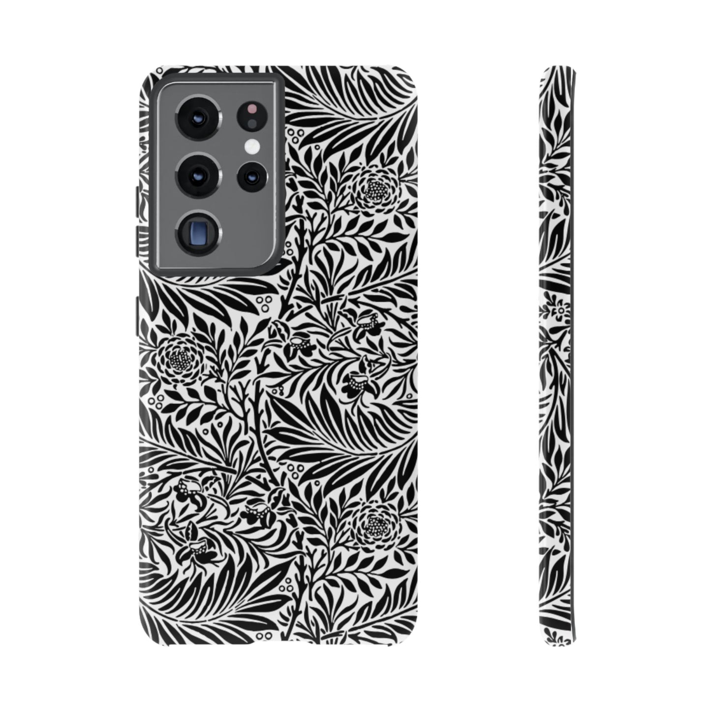 Black and White Botanical Floral Tough Phone Case