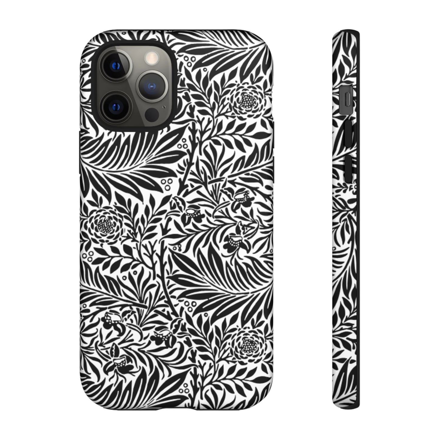 Black and White Botanical Floral Tough Phone Case