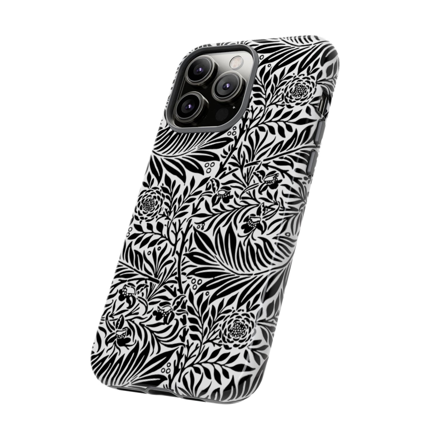 Black and White Botanical Floral Tough Phone Case