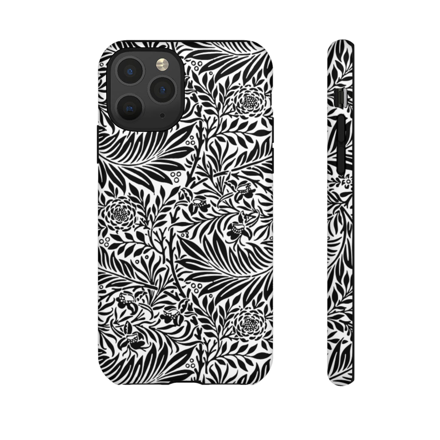 Black and White Botanical Floral Tough Phone Case