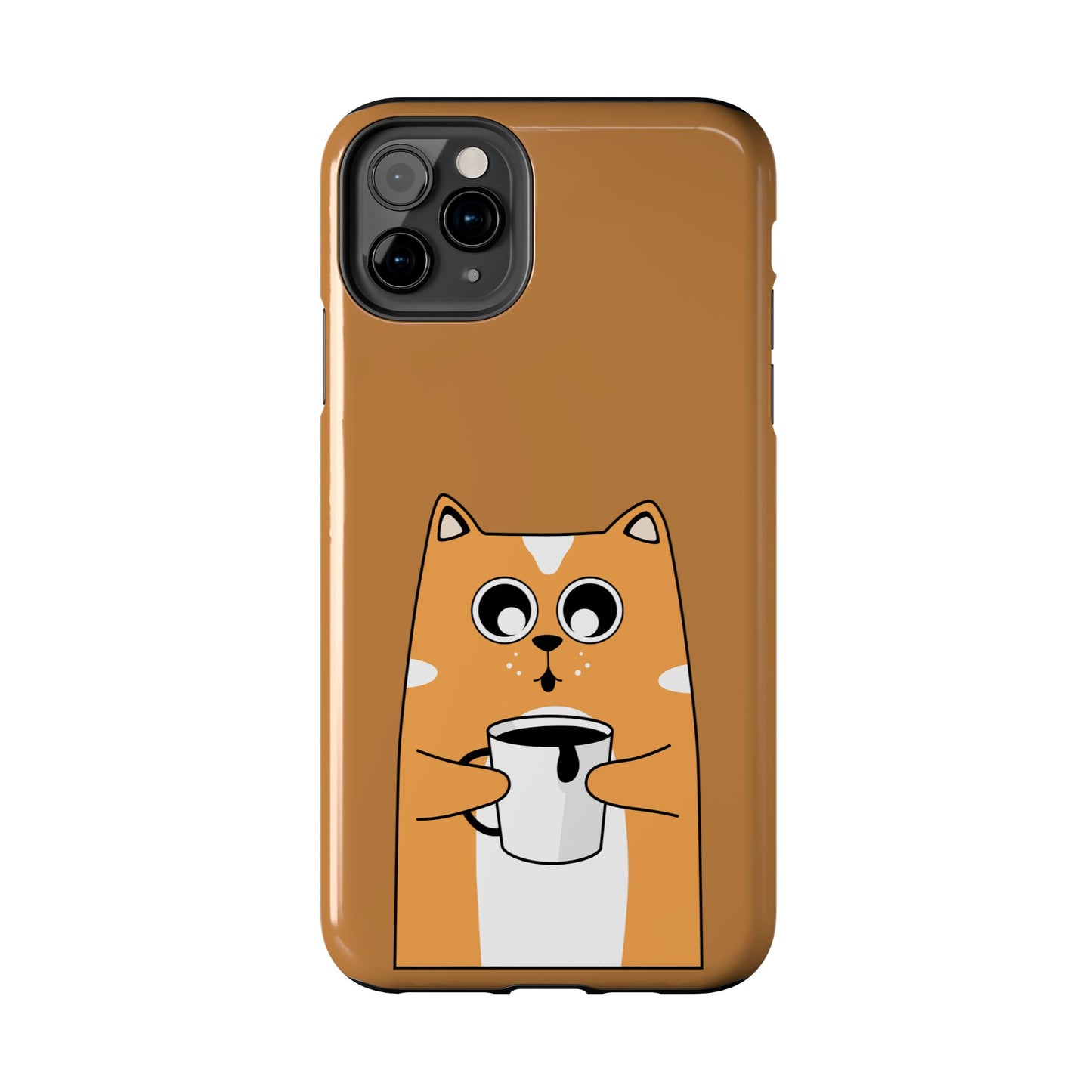 "Coffee Cat Tough Phone Case - Cute & Caffeinated Design"