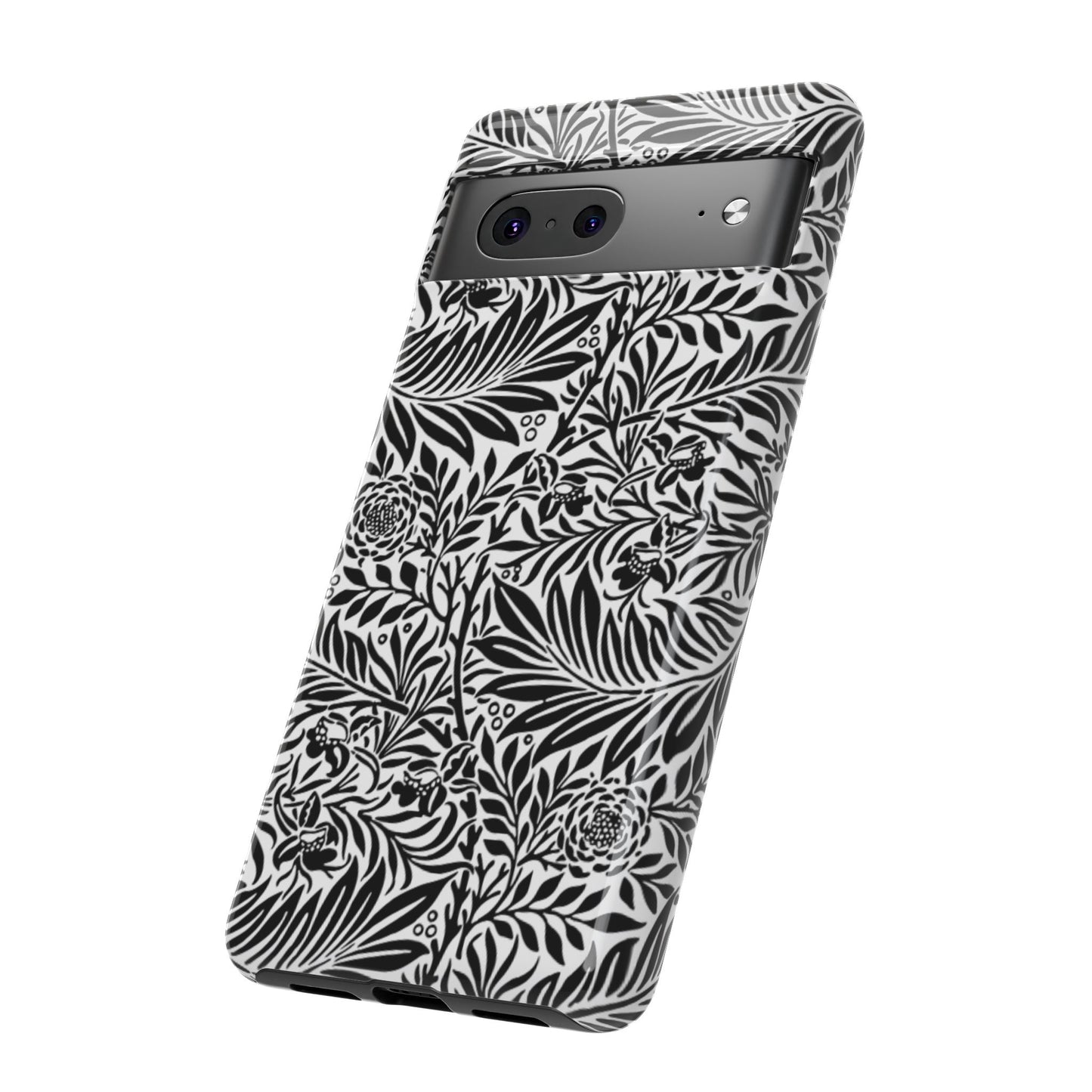 Black and White Botanical Floral Tough Phone Case