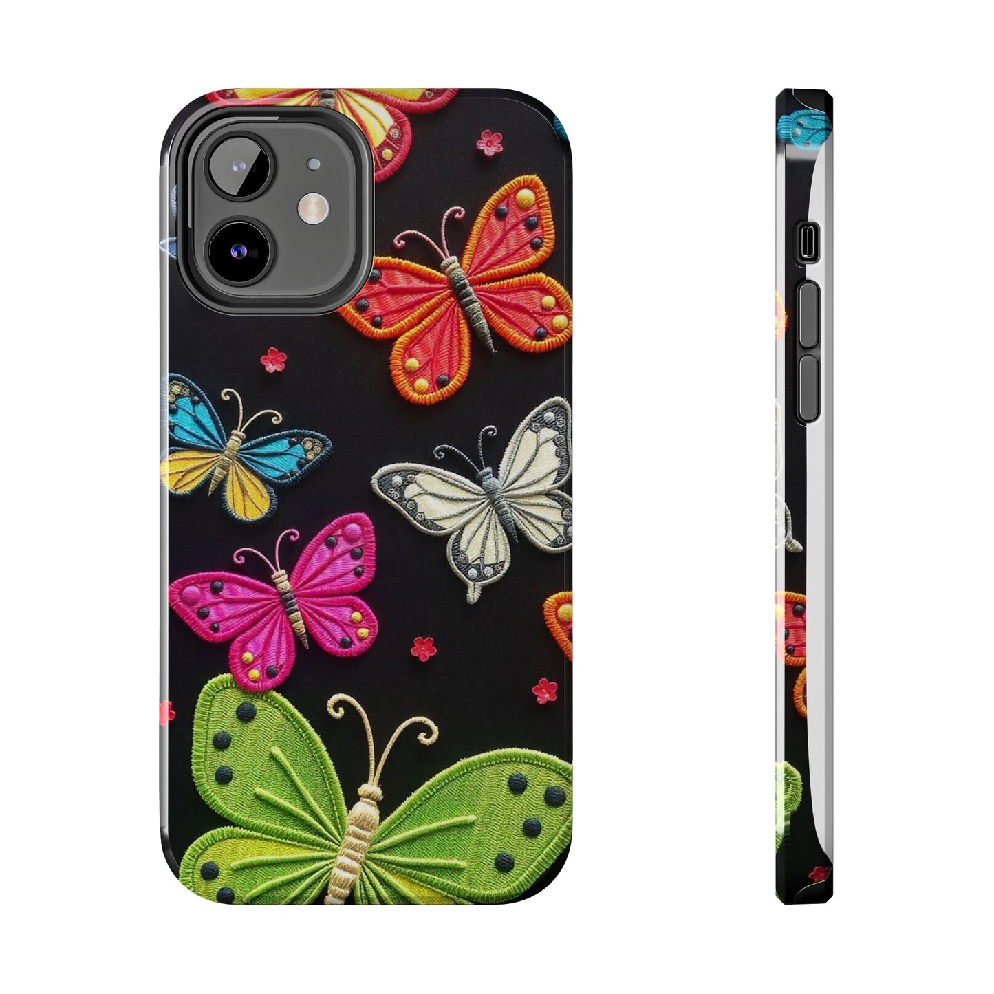 Vibrant Embroidered Butterflies Phone Case