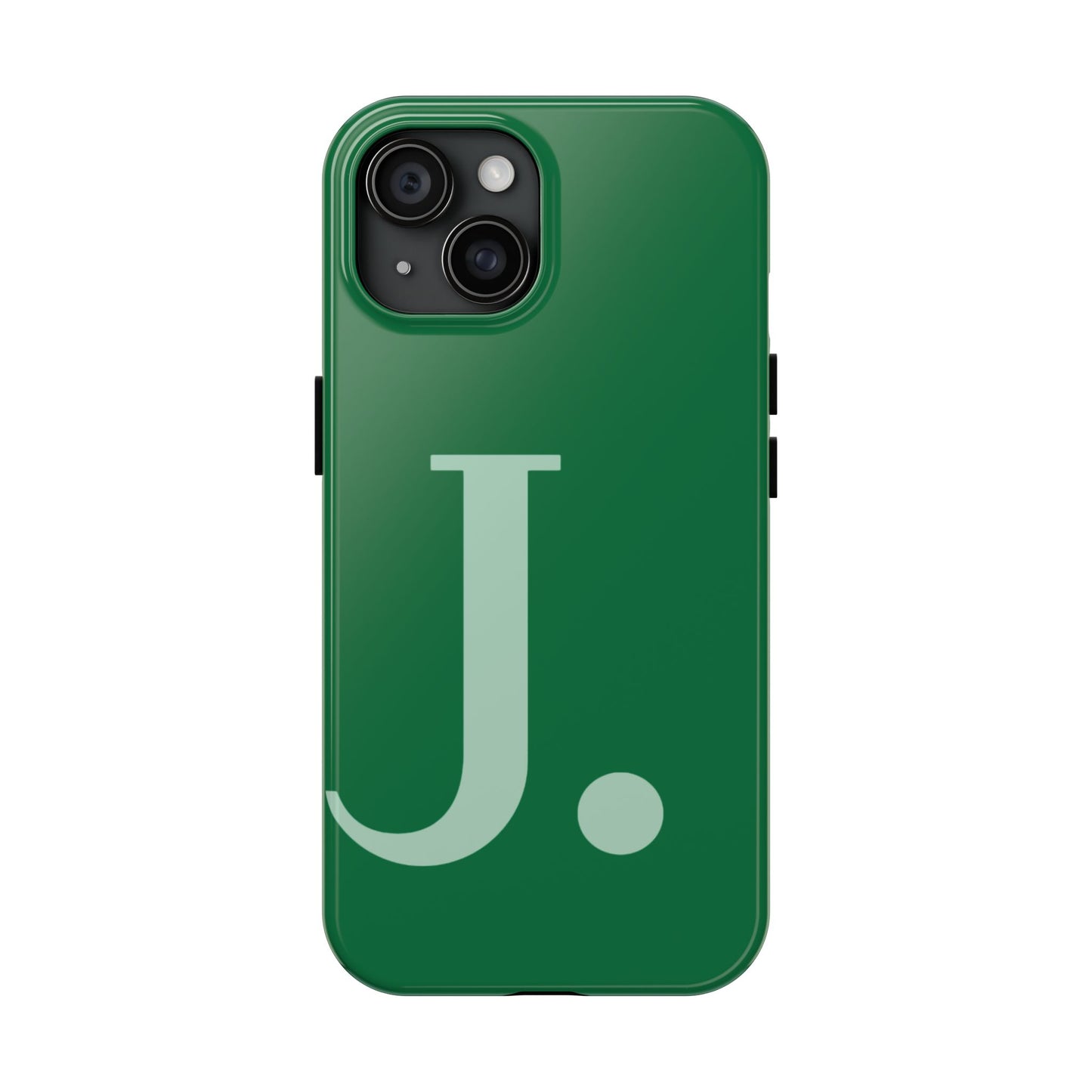 "Bold Minimalist Monogram: Custom Green Initial Tough Phone Case"