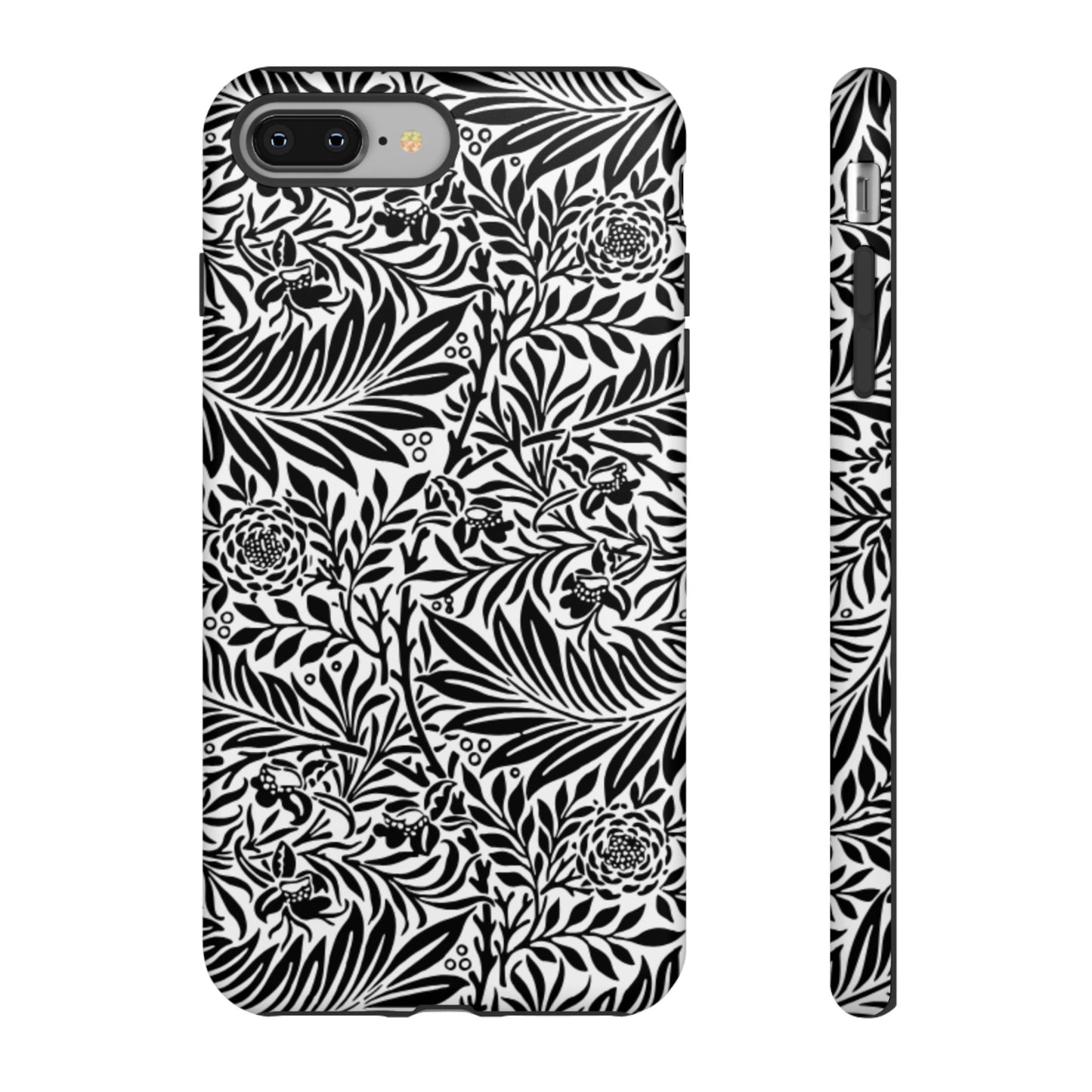 Black and White Botanical Floral Tough Phone Case