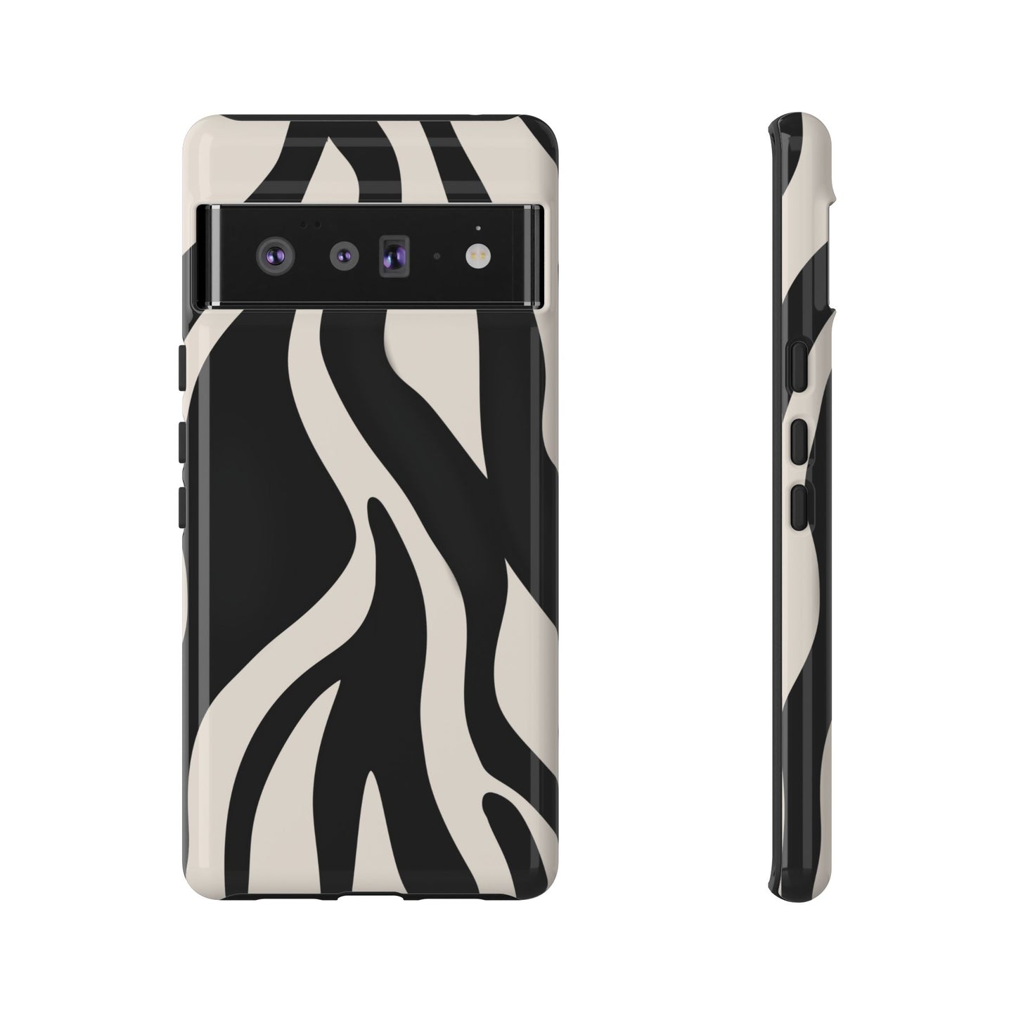 "Monochrome Waves: Zebra-Inspired Elegance Tough Case"