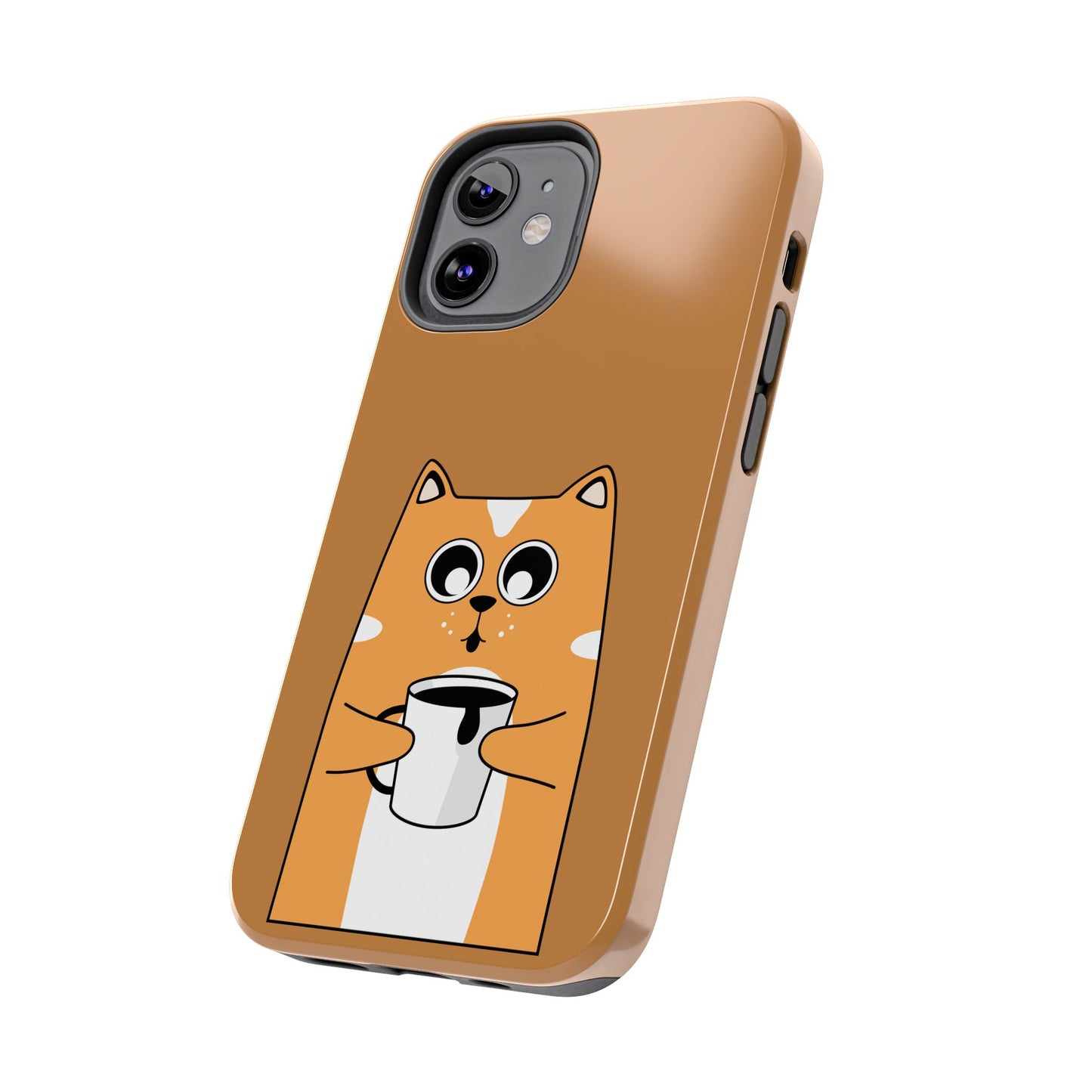 "Coffee Cat Tough Phone Case - Cute & Caffeinated Design"