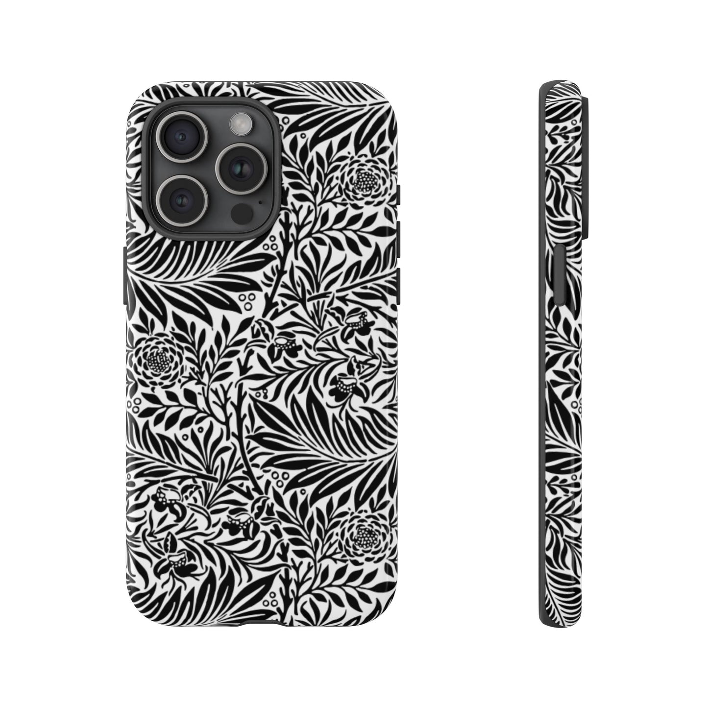 Black and White Botanical Floral Tough Phone Case