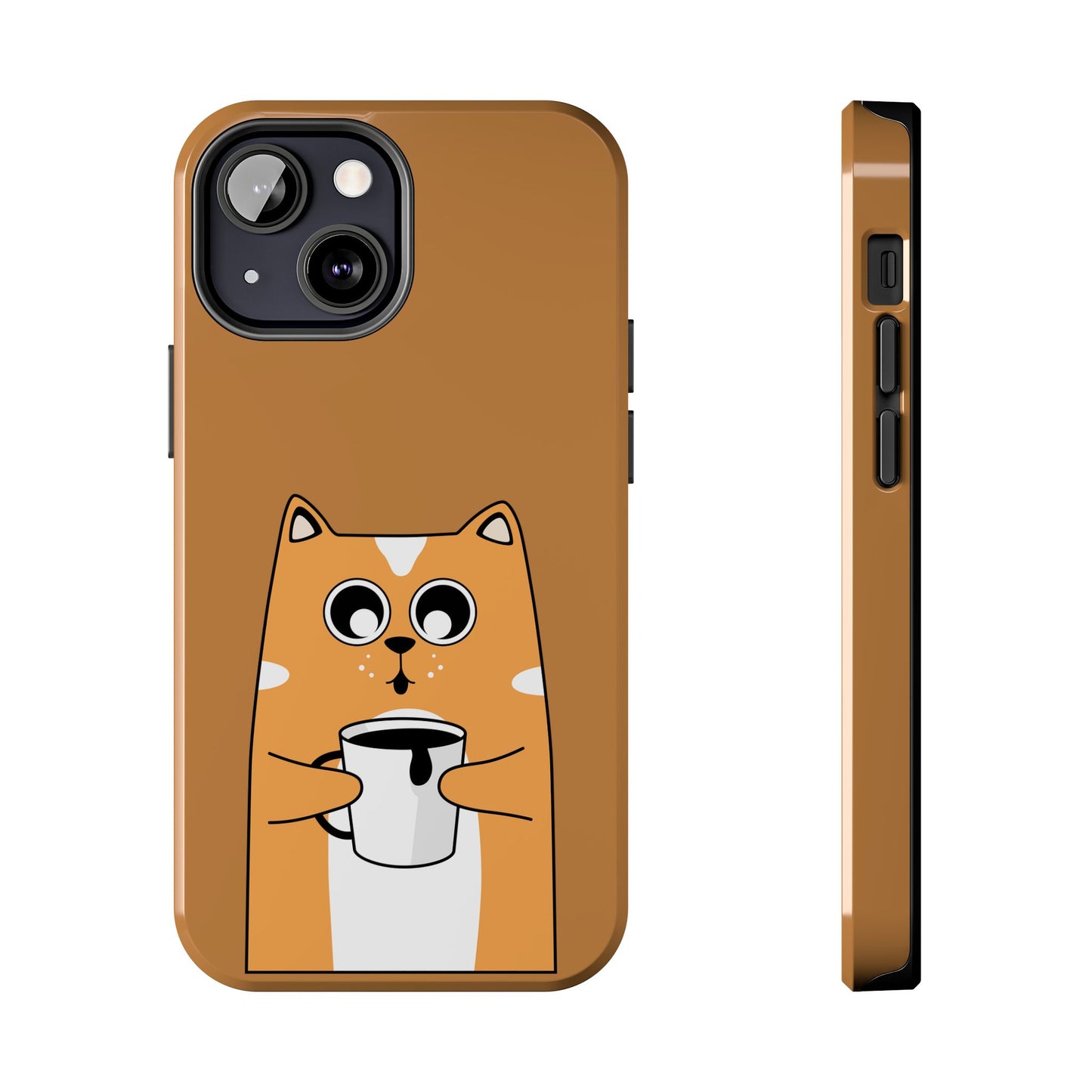 "Coffee Cat Tough Phone Case - Cute & Caffeinated Design"