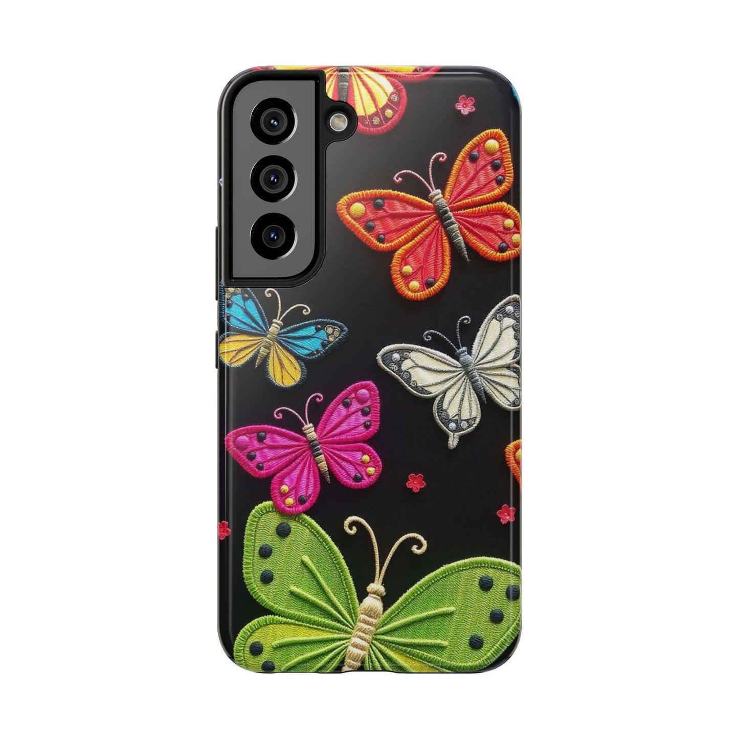 Vibrant Embroidered Butterflies Phone Case