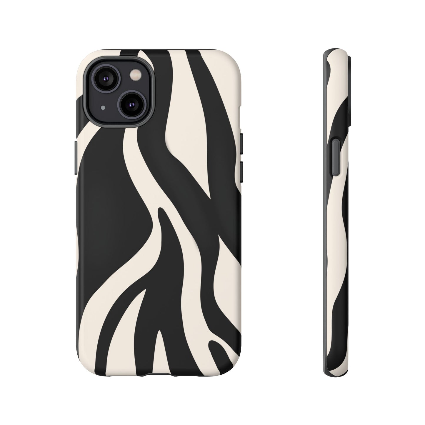 "Monochrome Waves: Zebra-Inspired Elegance Tough Case"