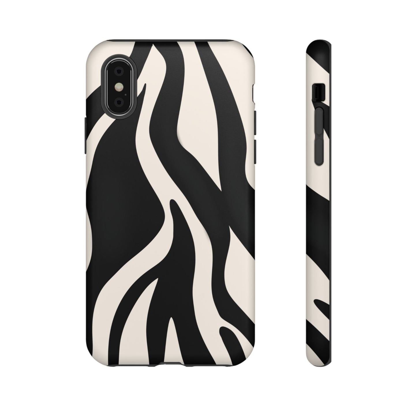 "Monochrome Waves: Zebra-Inspired Elegance Tough Case"