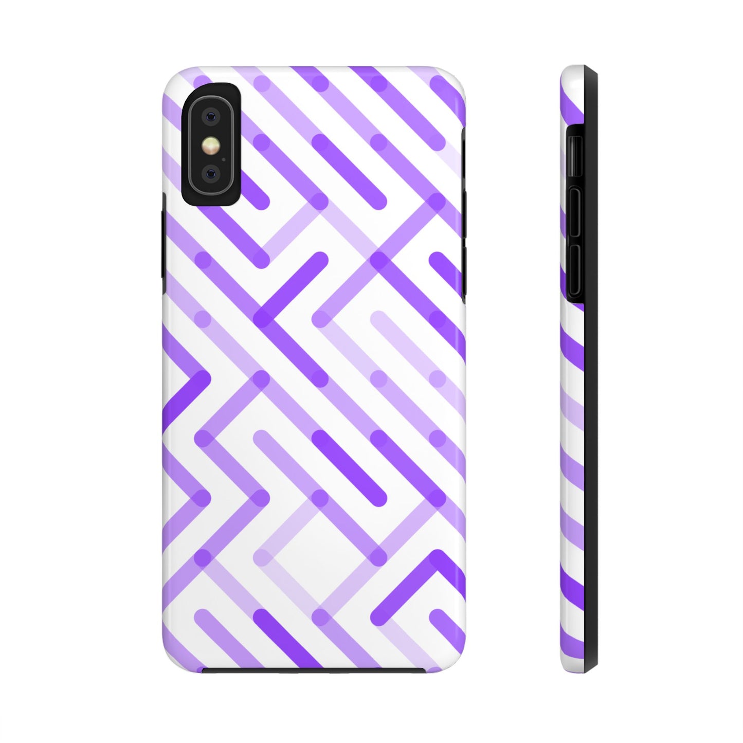 Purple Geometric Maze Tough Phone Case