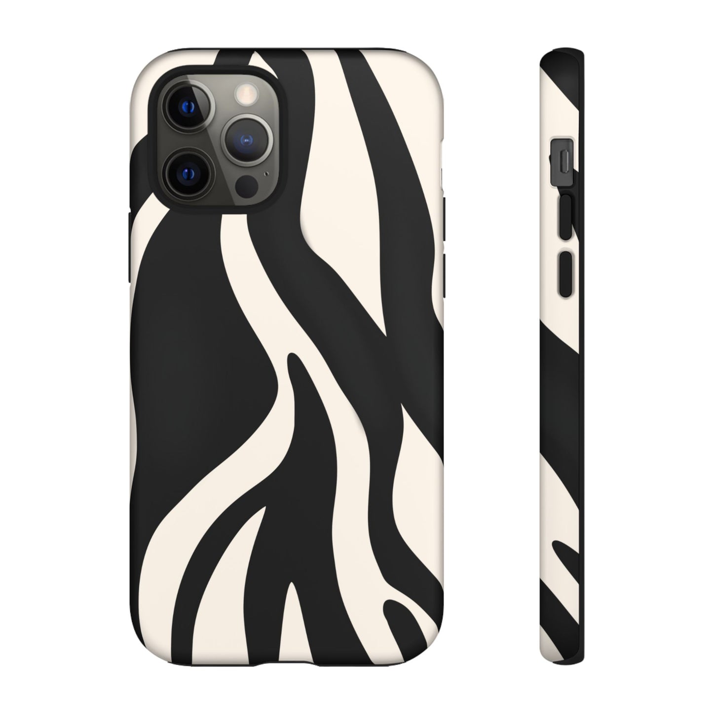 "Monochrome Waves: Zebra-Inspired Elegance Tough Case"