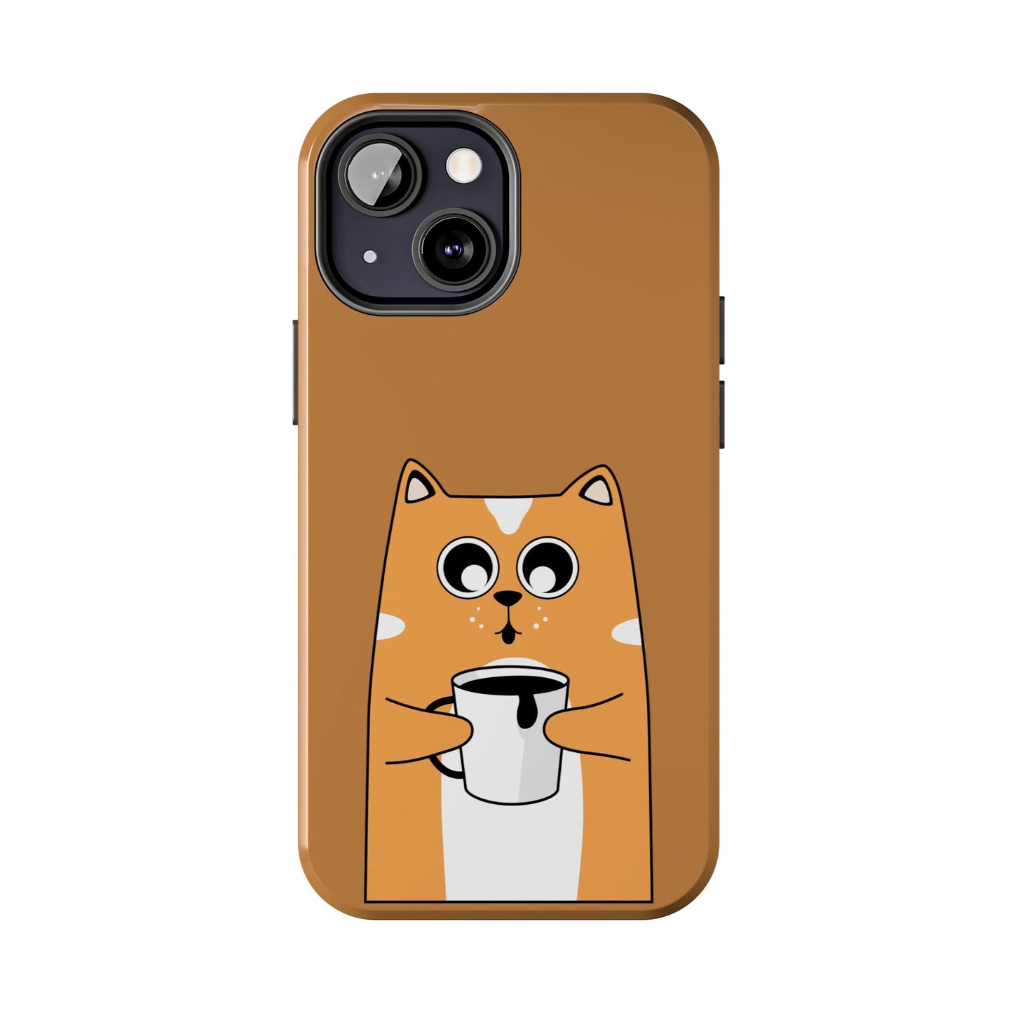 "Coffee Cat Tough Phone Case - Cute & Caffeinated Design"