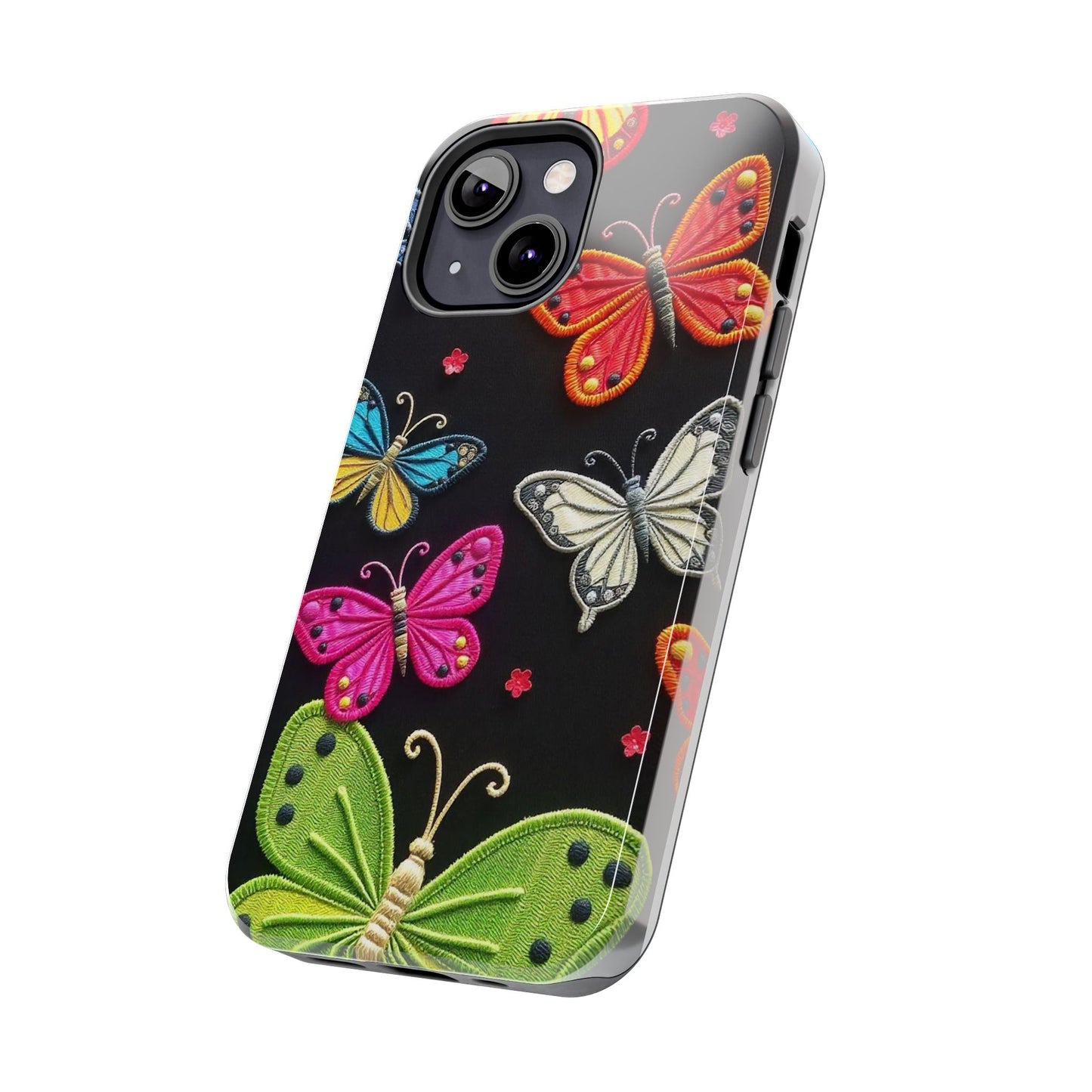 Vibrant Embroidered Butterflies Phone Case