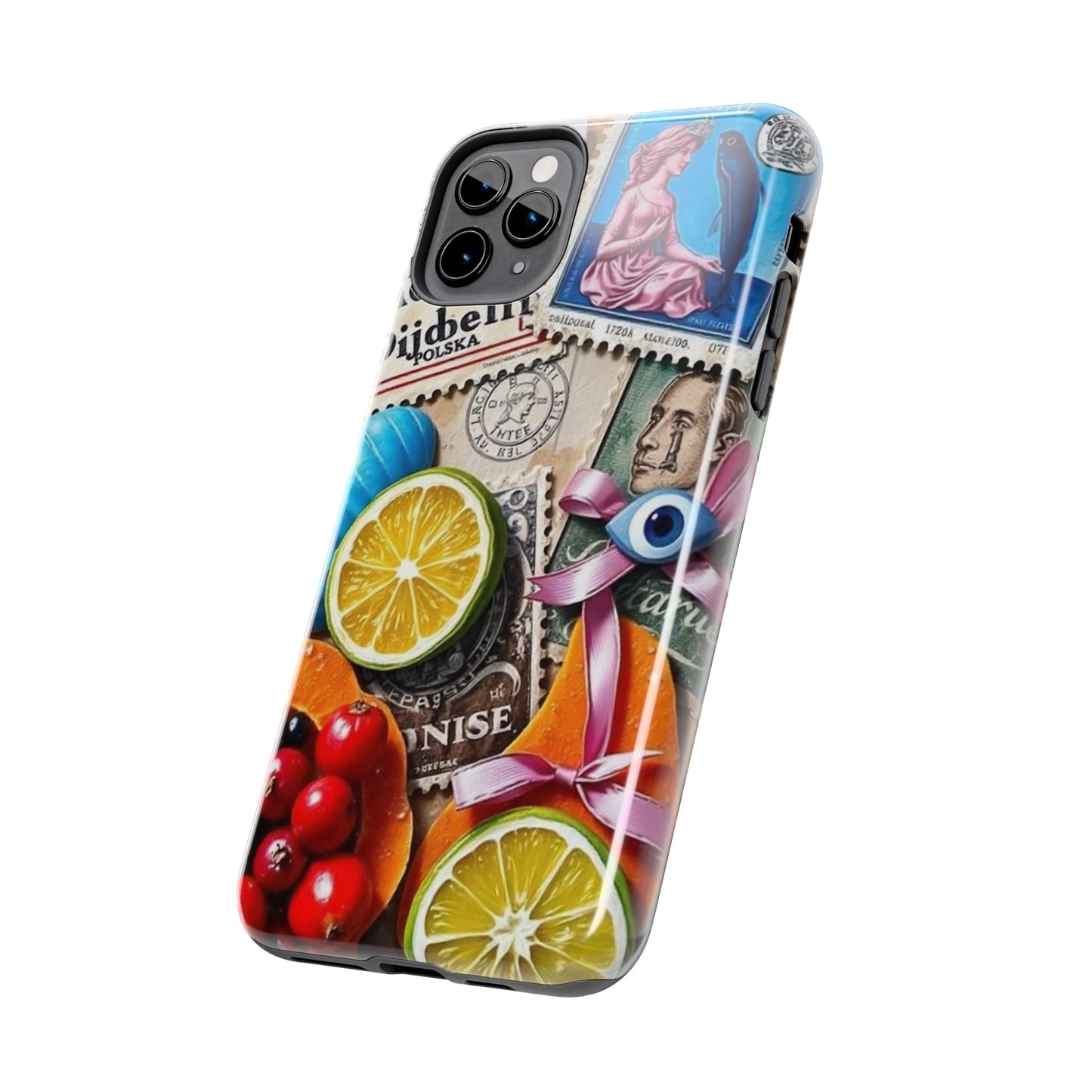 "Vibrant Collage: Travel, Culture, and Citrus Tough Phone Case"