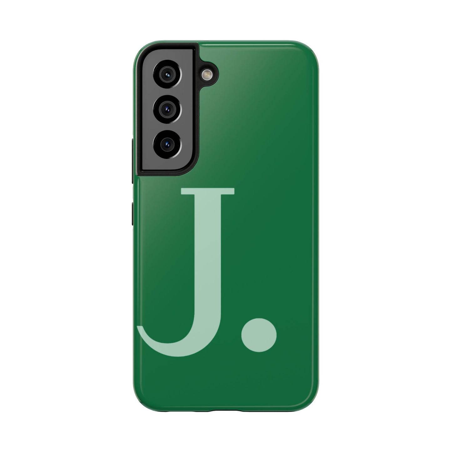 "Bold Minimalist Monogram: Custom Green Initial Tough Phone Case"