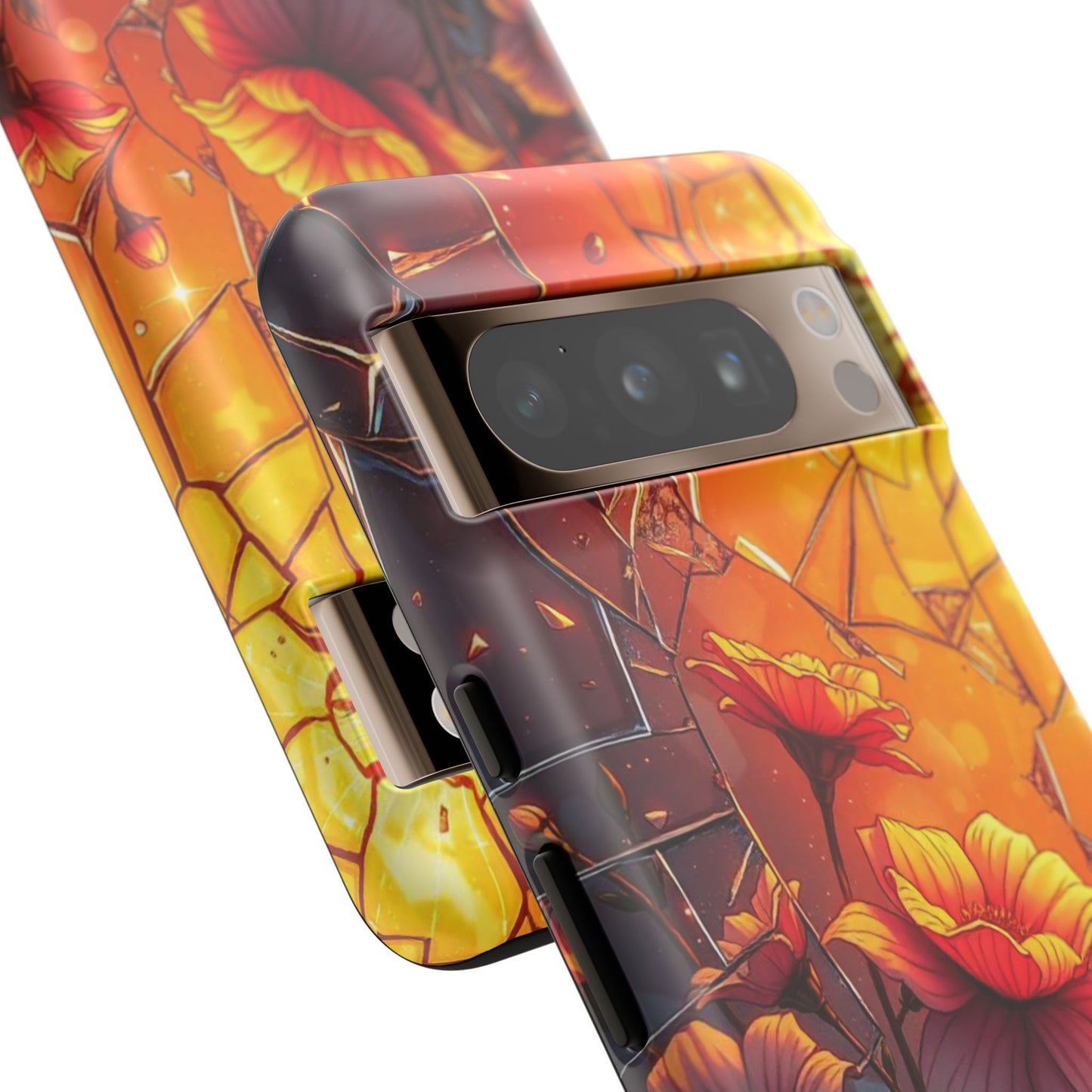 "Sunset Bloom: Shattered Glass & Floral Harmony Tough Case"