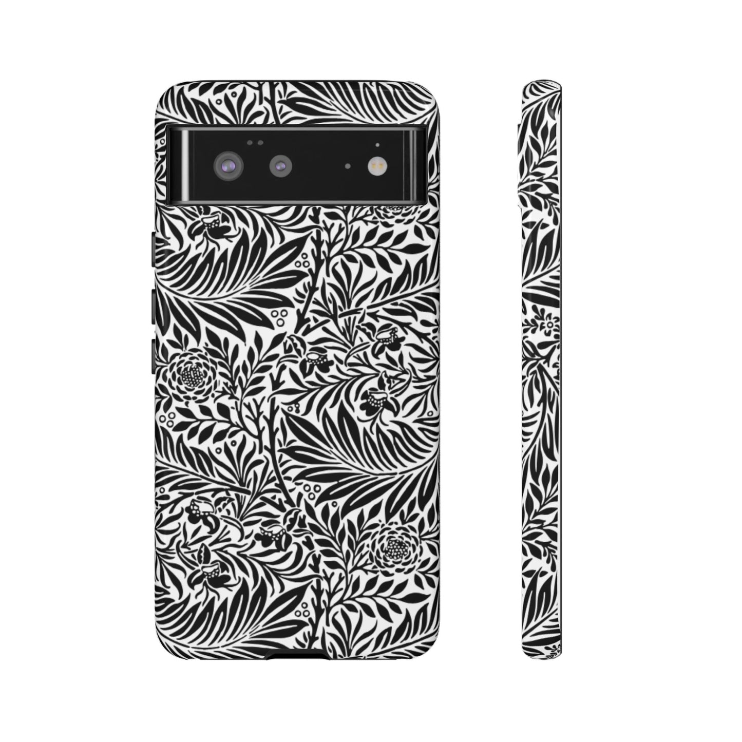 Black and White Botanical Floral Tough Phone Case