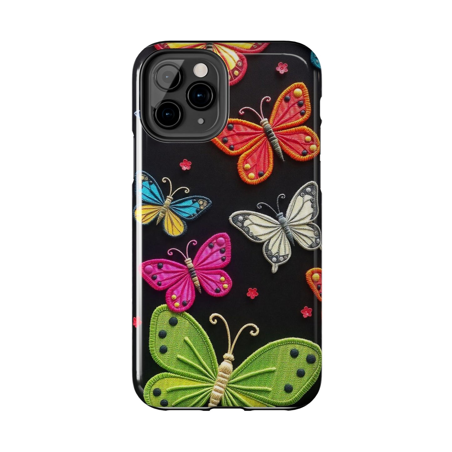 Vibrant Embroidered Butterflies Phone Case