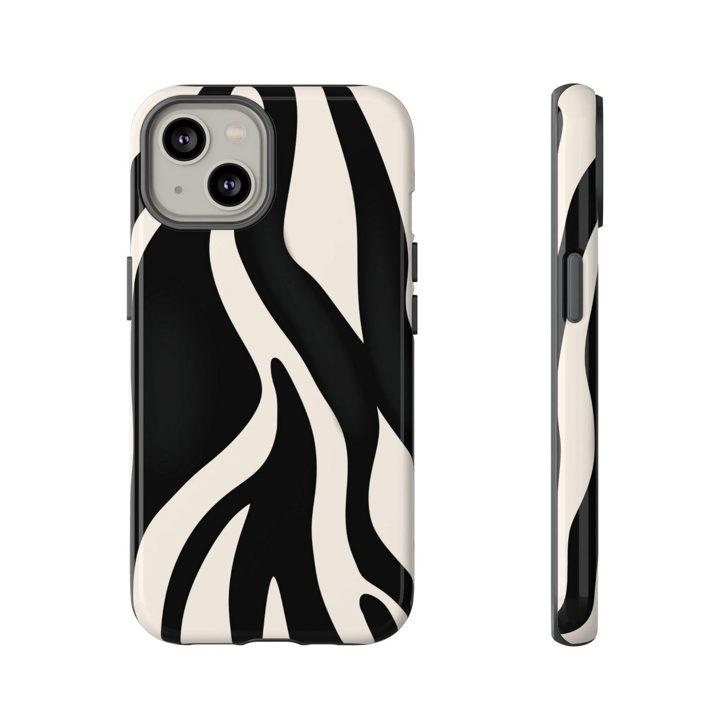 "Monochrome Waves: Zebra-Inspired Elegance Tough Case"