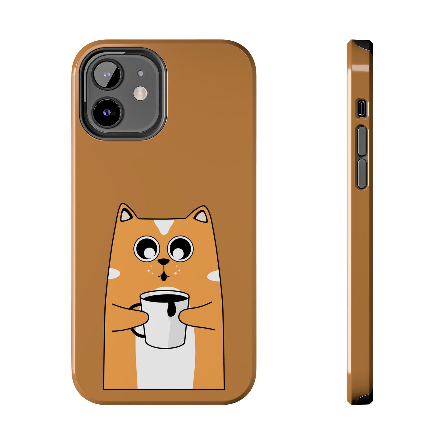 "Coffee Cat Tough Phone Case - Cute & Caffeinated Design"