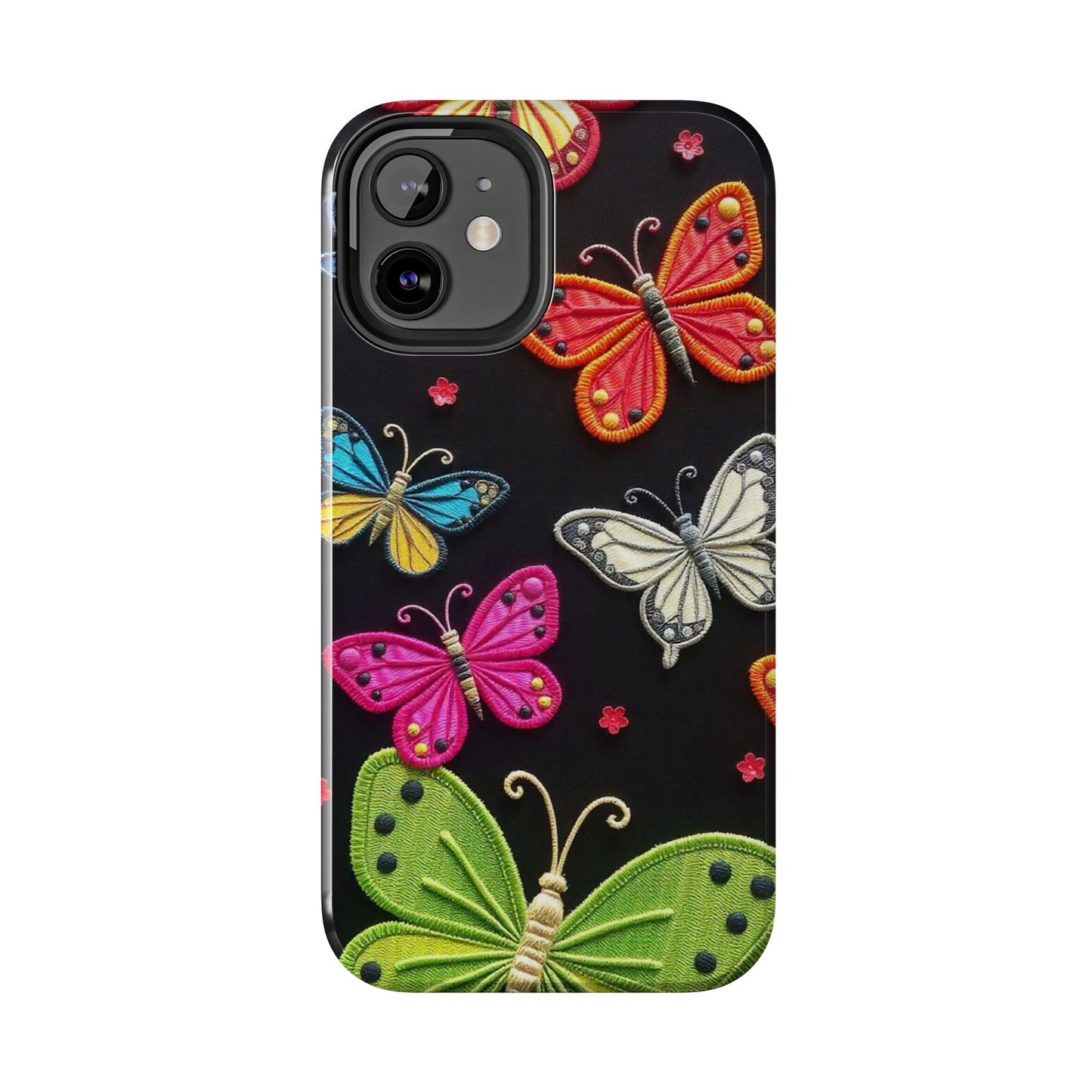 Vibrant Embroidered Butterflies Phone Case