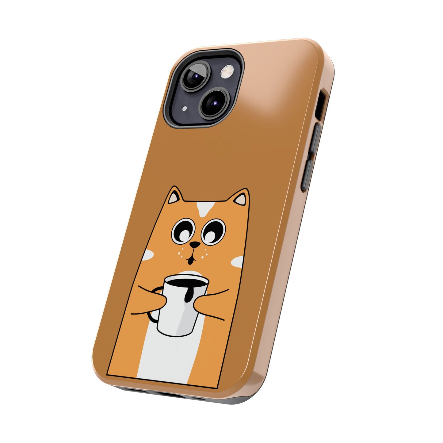 "Coffee Cat Tough Phone Case - Cute & Caffeinated Design"