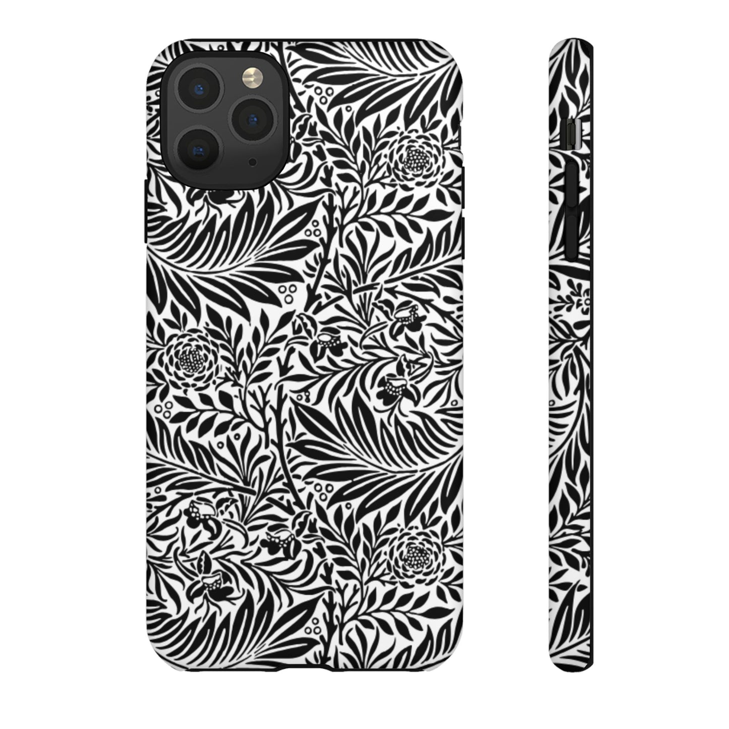 Black and White Botanical Floral Tough Phone Case