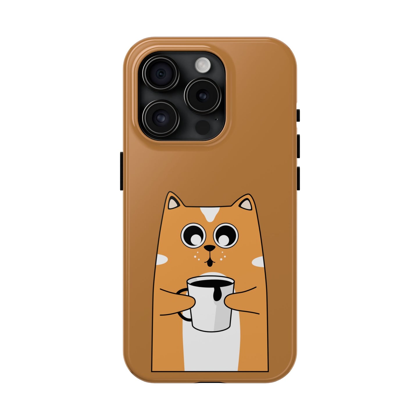 "Coffee Cat Tough Phone Case - Cute & Caffeinated Design"