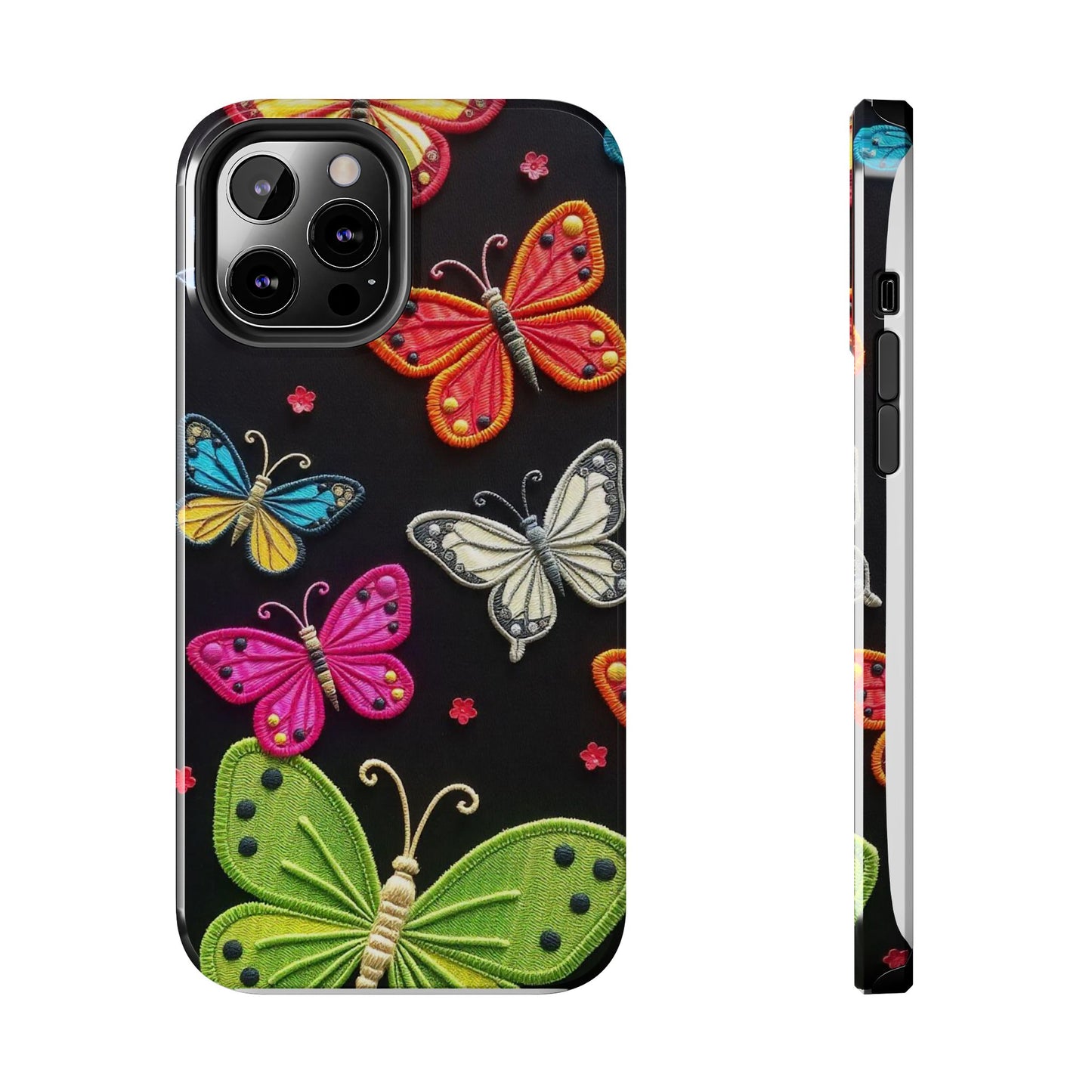 Vibrant Embroidered Butterflies Phone Case