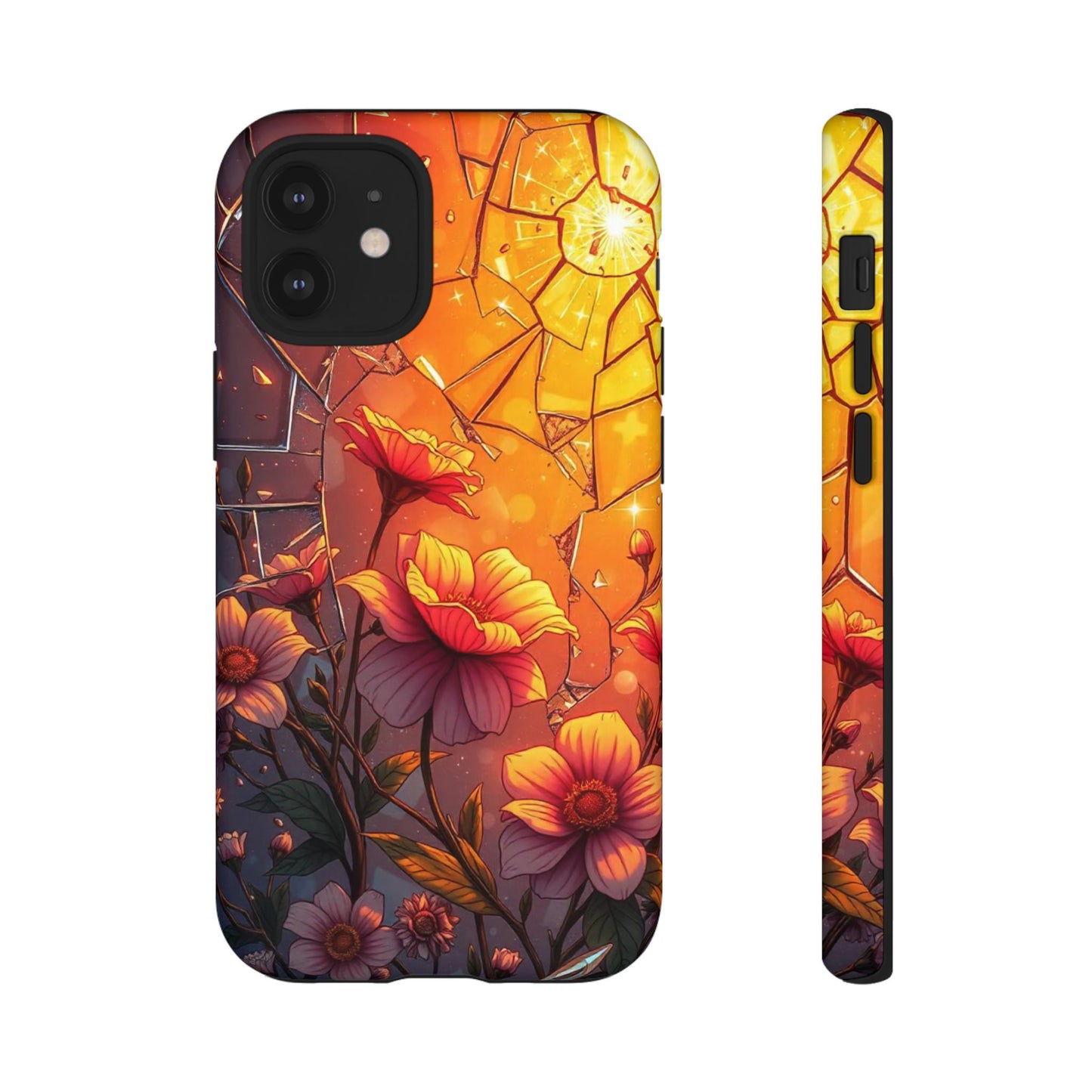 "Sunset Bloom: Shattered Glass & Floral Harmony Tough Case"