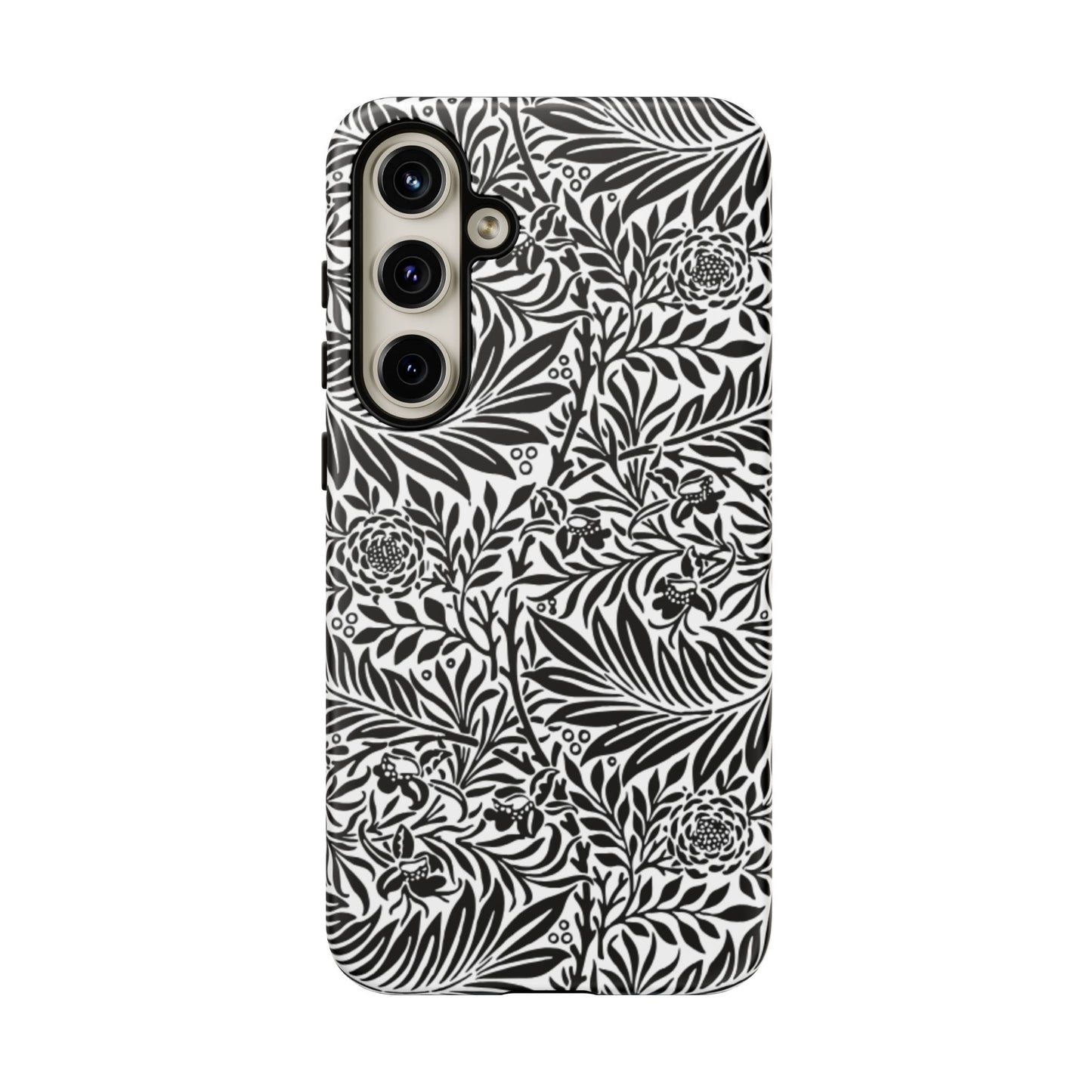 Black and White Botanical Floral Tough Phone Case