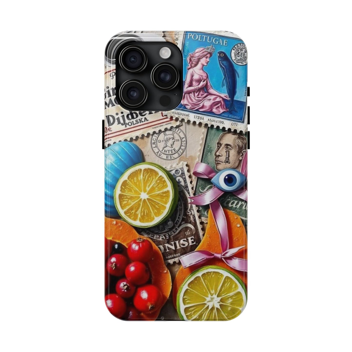 "Vibrant Collage: Travel, Culture, and Citrus Tough Phone Case"